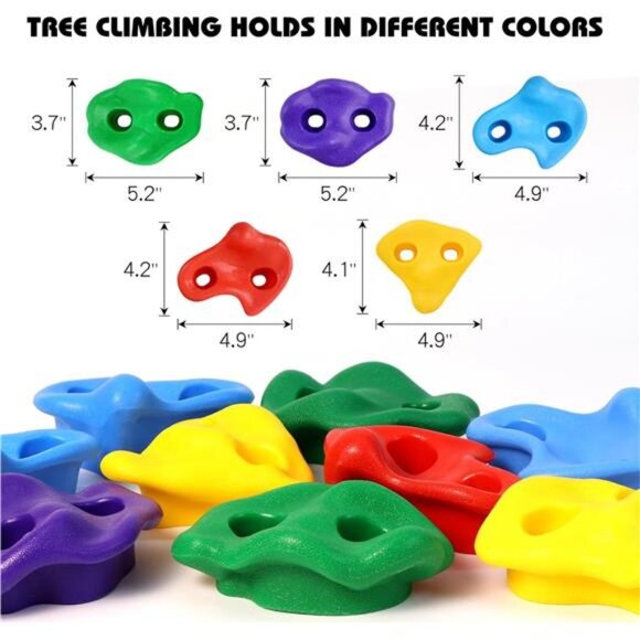 12 Ninja Tree Climbing Holds for Kids Climber,Adult Climbing Rocks with 6 Straps - Picture 4 of 7